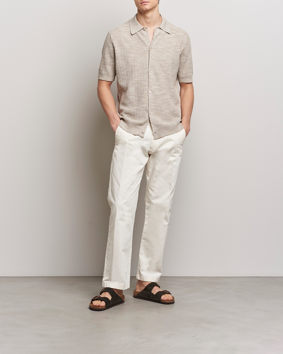 Herren | Hemden | NN07 | Nolan Knitted Shirt Sleeve Shirt Greige Melange