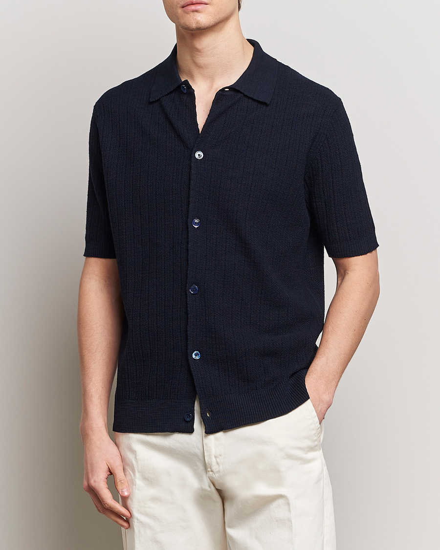 Herren | Neu im Onlineshop | NN07 | Nolan Knitted Shirt Sleeve Shirt Navy Blue