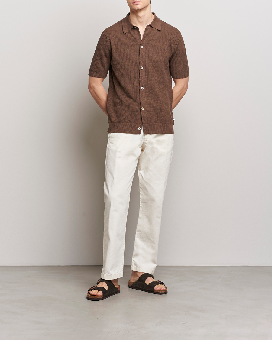 Herren | Hemden | NN07 | Nolan Knitted Shirt Sleeve Shirt Cocoa Brown