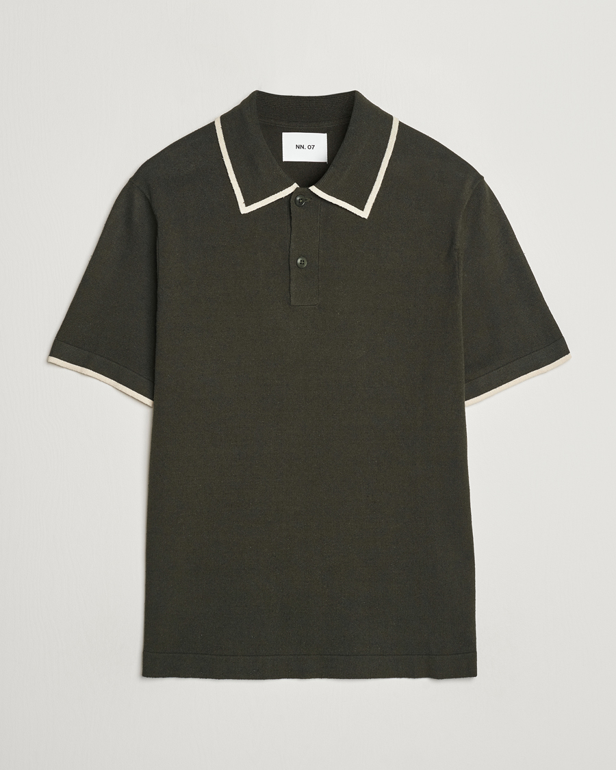 Herren | Poloshirts | NN07 | Damon Silk/Cotton Knitted Polo Rosin Green
