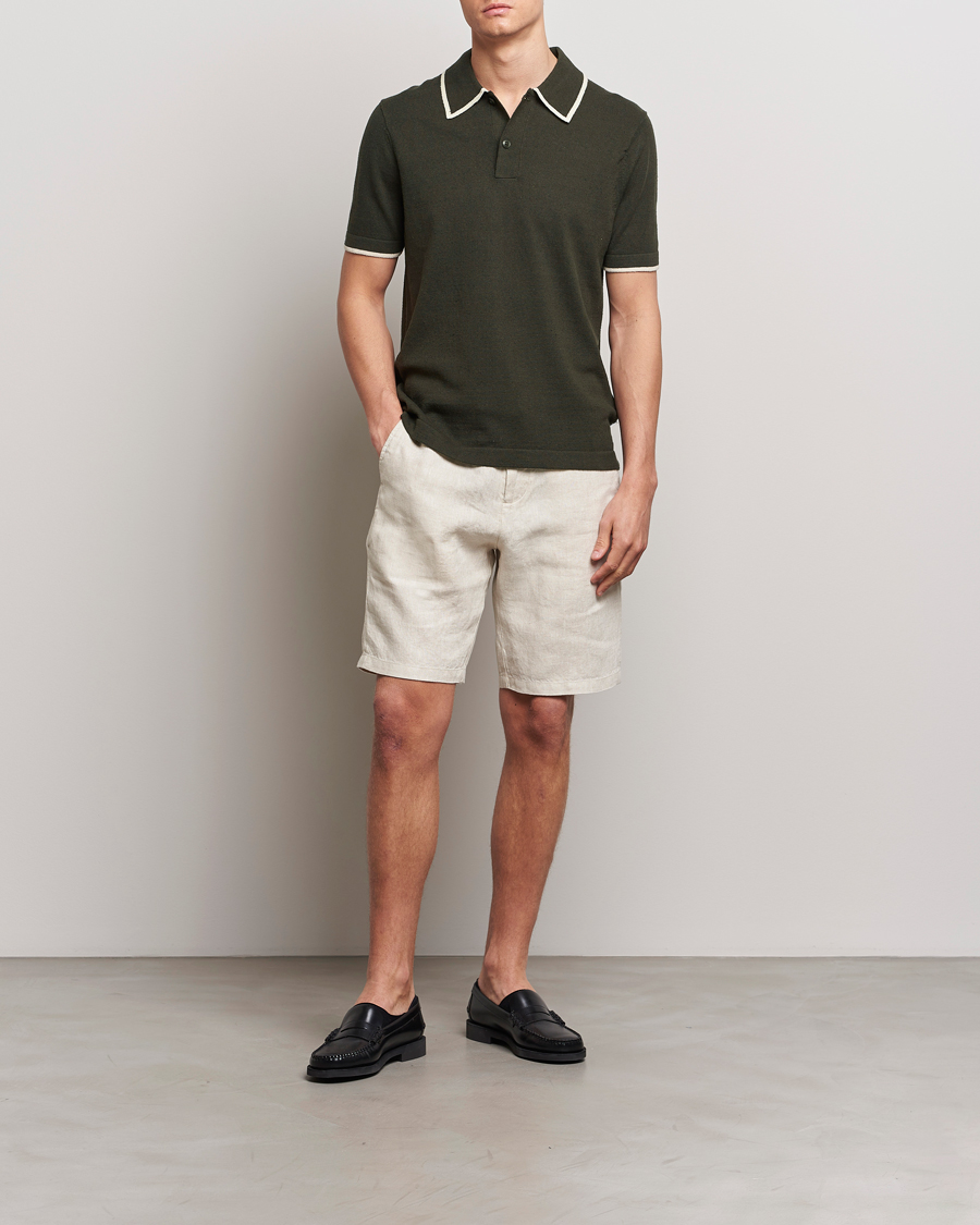 Herren | Poloshirts | NN07 | Damon Silk/Cotton Knitted Polo Rosin Green