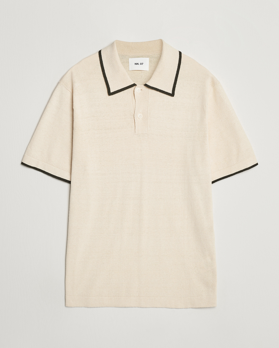 Herren | Poloshirts | NN07 | Damon Silk/Cotton Knitted Polo Oat