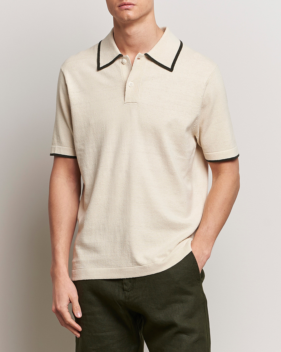 Herren | Poloshirts | NN07 | Damon Silk/Cotton Knitted Polo Oat