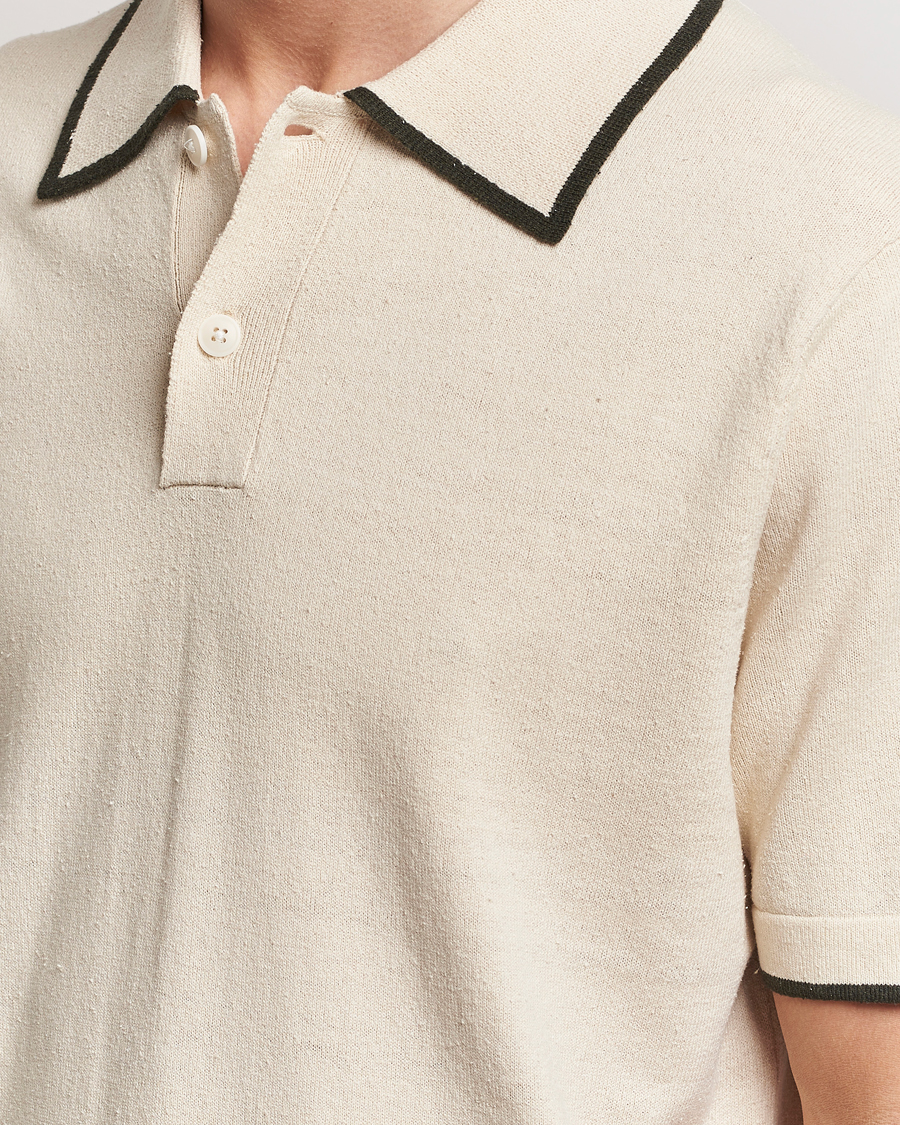 Herren | Poloshirts | NN07 | Damon Silk/Cotton Knitted Polo Oat