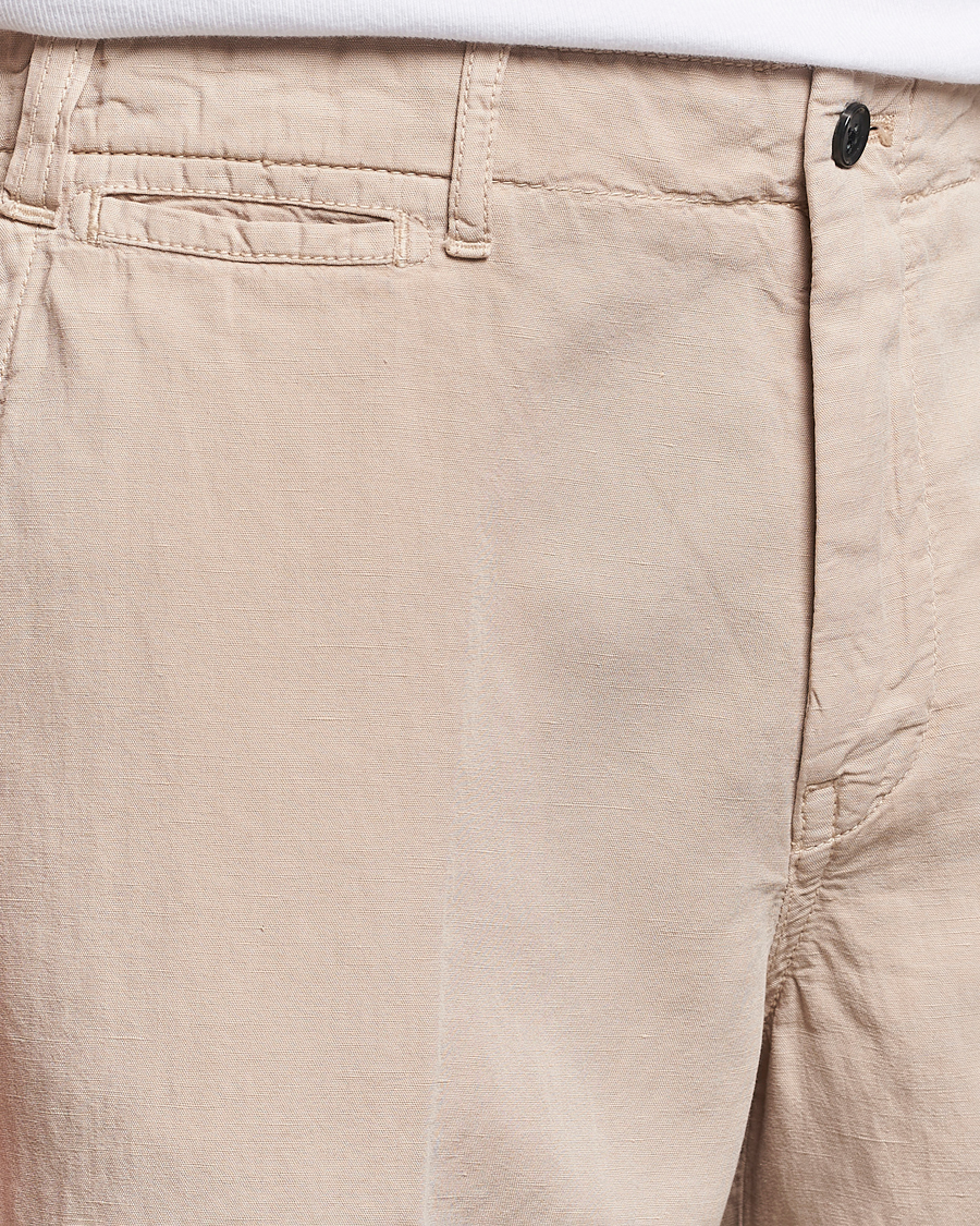Herren | Shorts | Oscar Jacobson | Poggio Washed Linen Shorts Beige