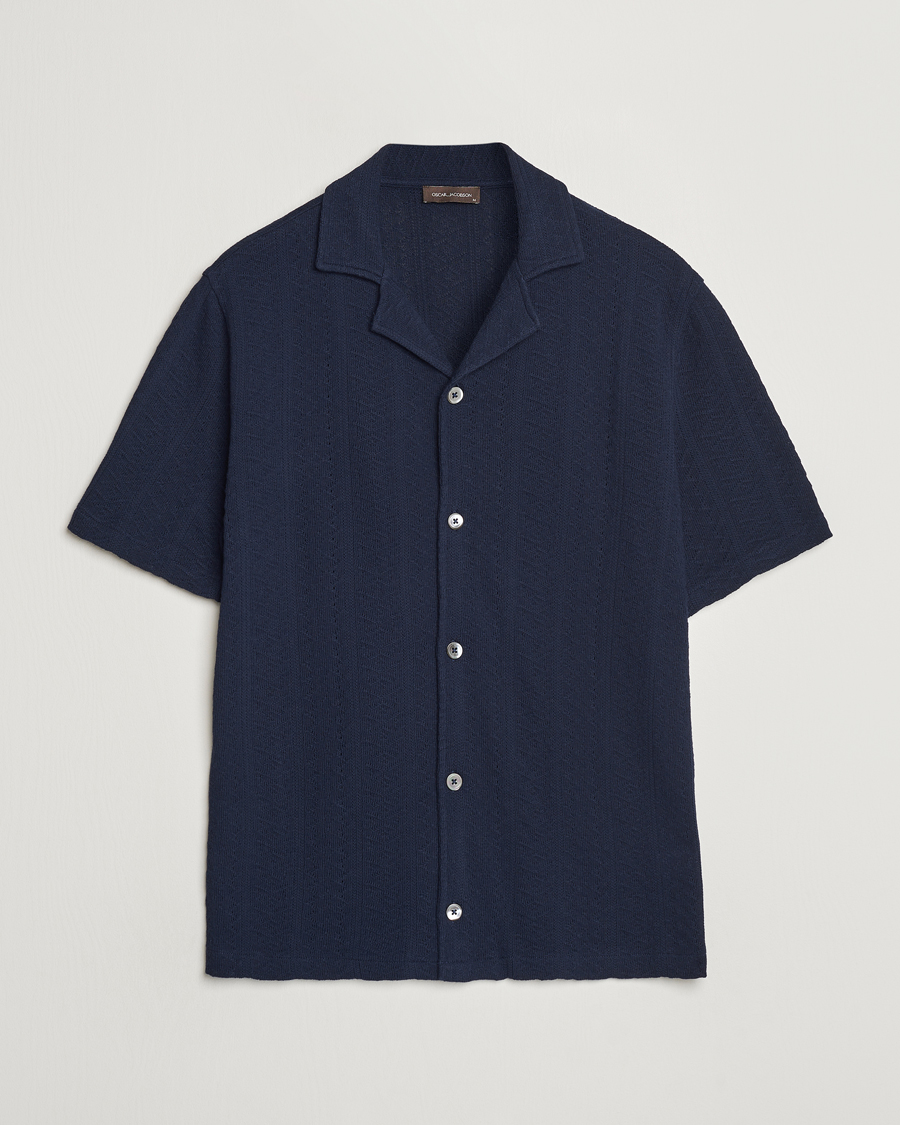 Herren | Hemden | Oscar Jacobson | Mattis Reg Knitted Shirt Navy