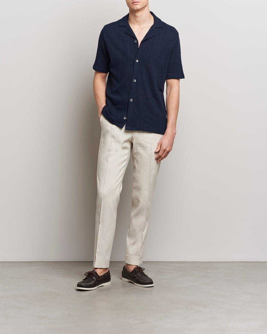 Herren | Hemden | Oscar Jacobson | Mattis Reg Knitted Shirt Navy