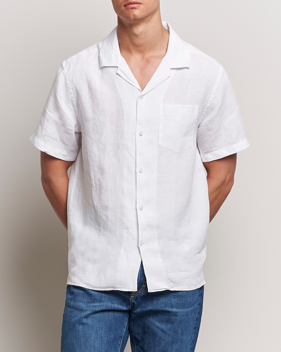 Herr | Kortärmade skjortor | J.Lindeberg | Elio Linen Melange Shirt White