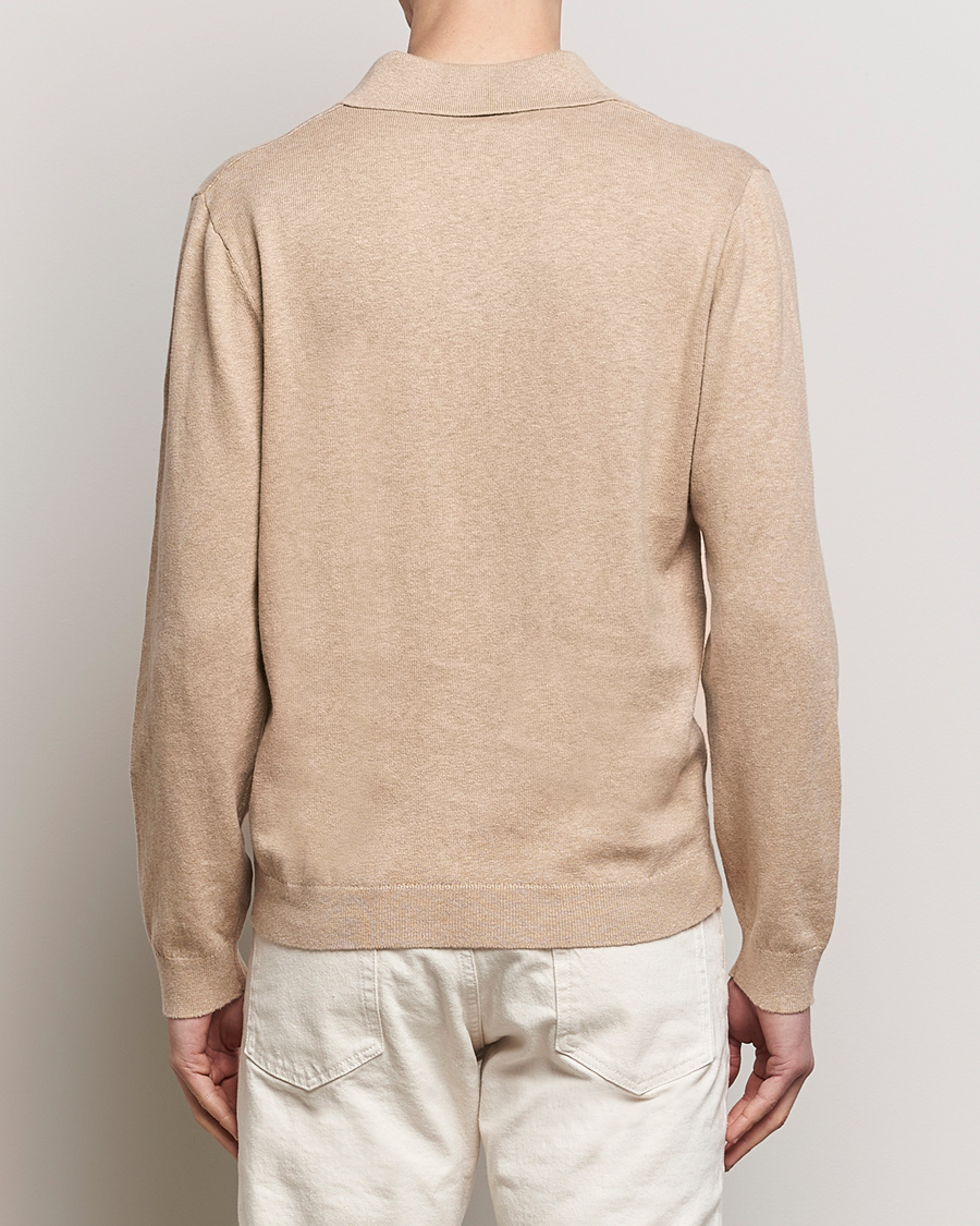 Herren | Pullover | A Day's March | Manol Cotton Linen Polo Khaki