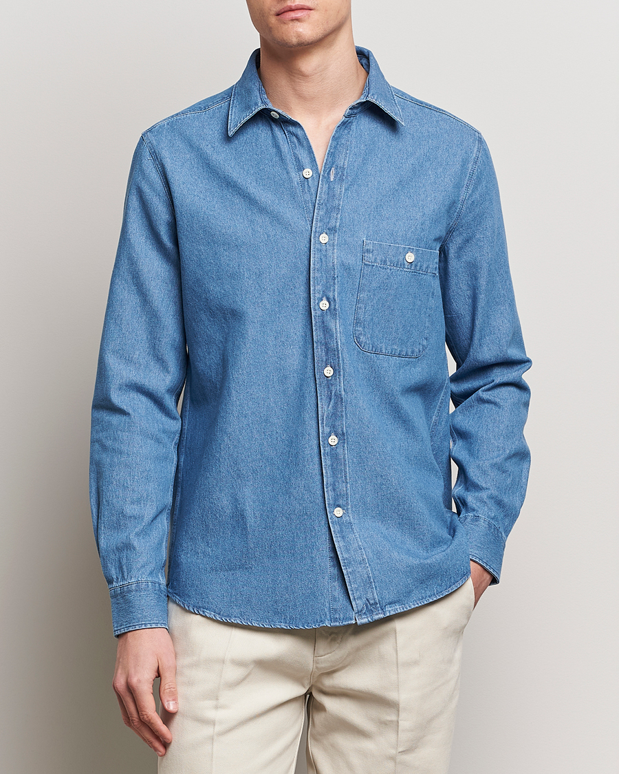 Herr | Jeansskjortor | A Day\'s March | Mason Sturdy Denim Shirt Light Blue