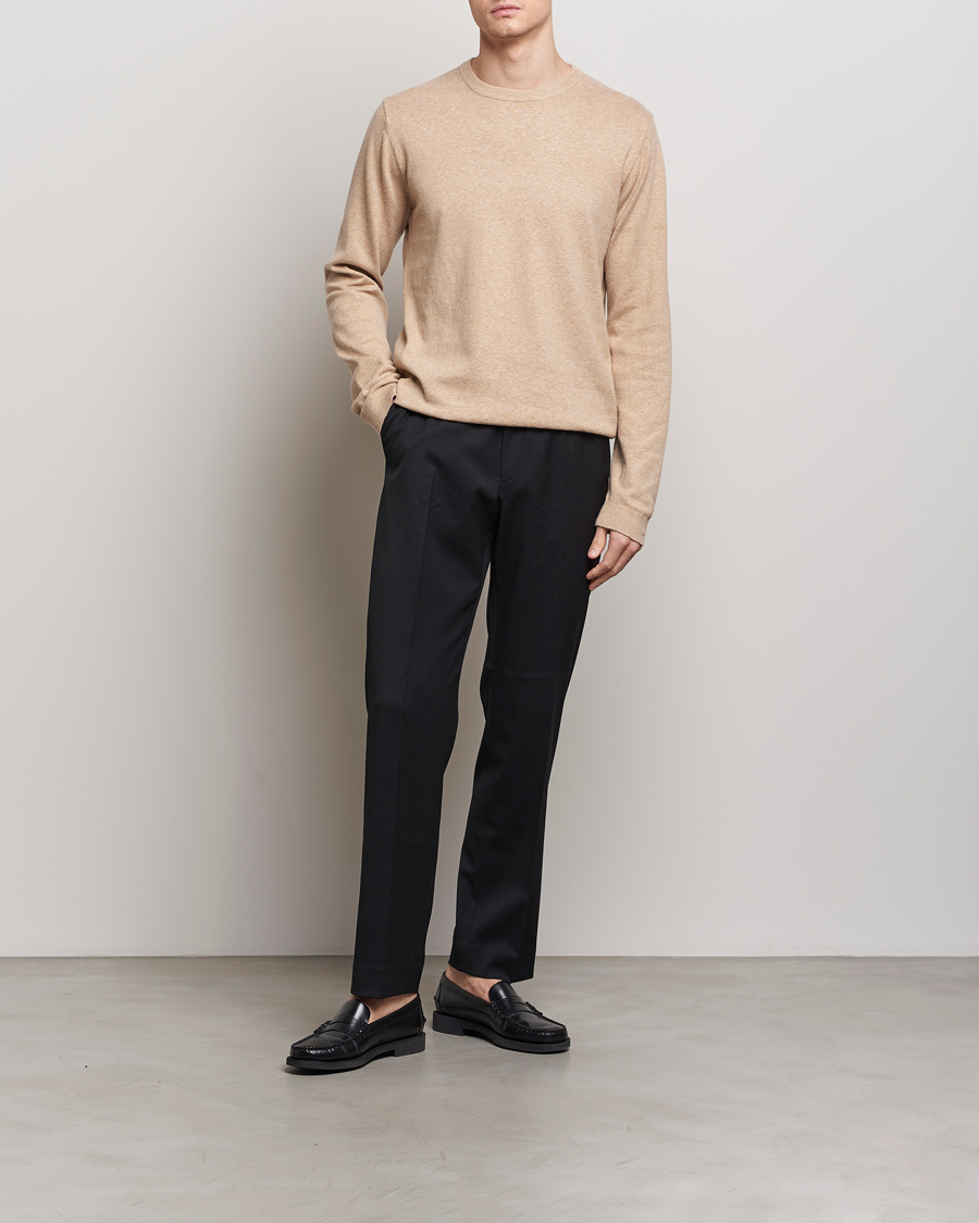 Herren | Pullover | A Day's March | Alagon Cotton/Linen Crew Khaki