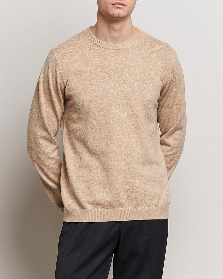 Herren | Pullover | A Day's March | Alagon Cotton/Linen Crew Khaki