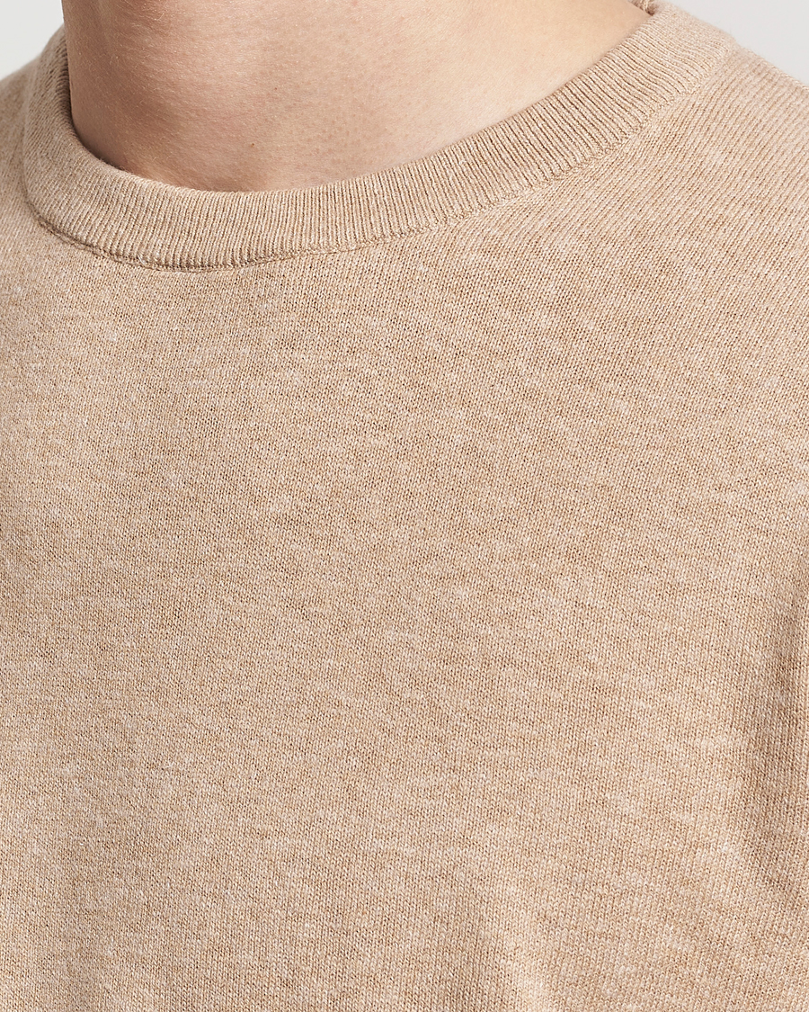 Herren | Pullover | A Day's March | Alagon Cotton/Linen Crew Khaki