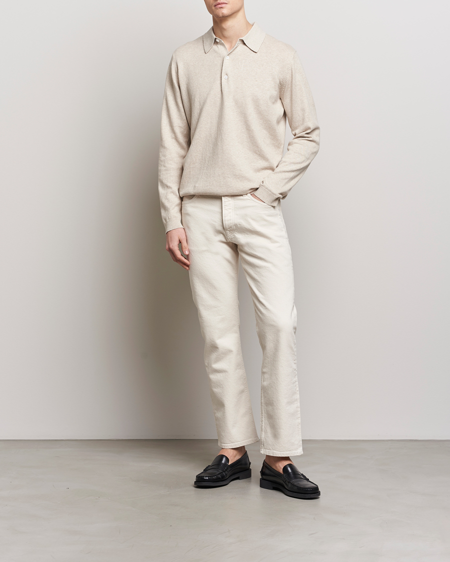 Herren | Pullover | A Day's March | Ambroz Cotton/Linen Polo Sand
