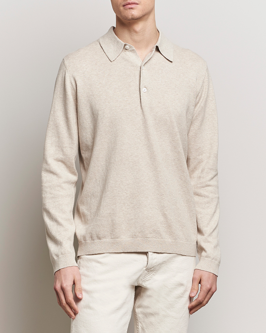 Men | Sweaters & Knitwear | A Day\'s March | Ambroz Cotton/Linen Polo Sand
