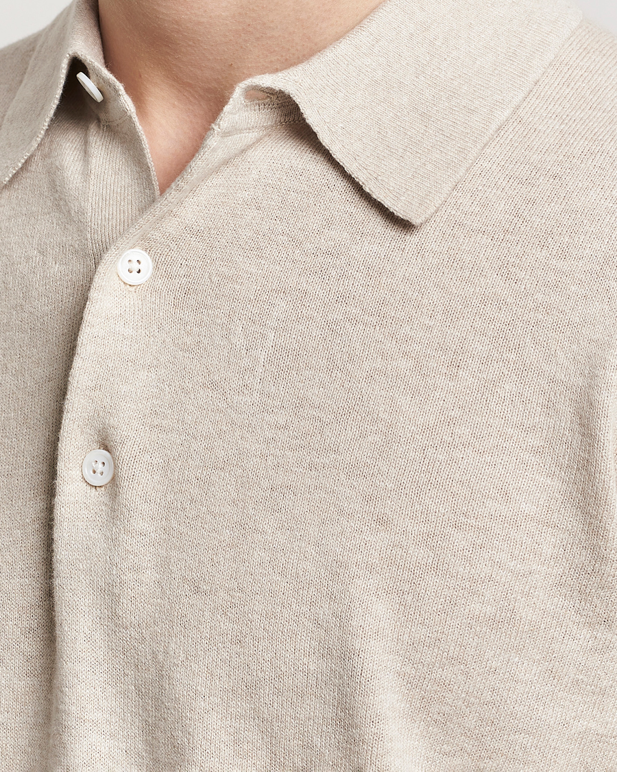 Herren | Pullover | A Day's March | Ambroz Cotton/Linen Polo Sand