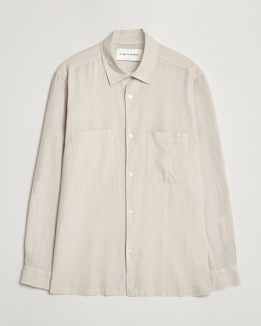 Herren | Hemden | A Day's March | Balain Linen/Viscose Shirt Dove