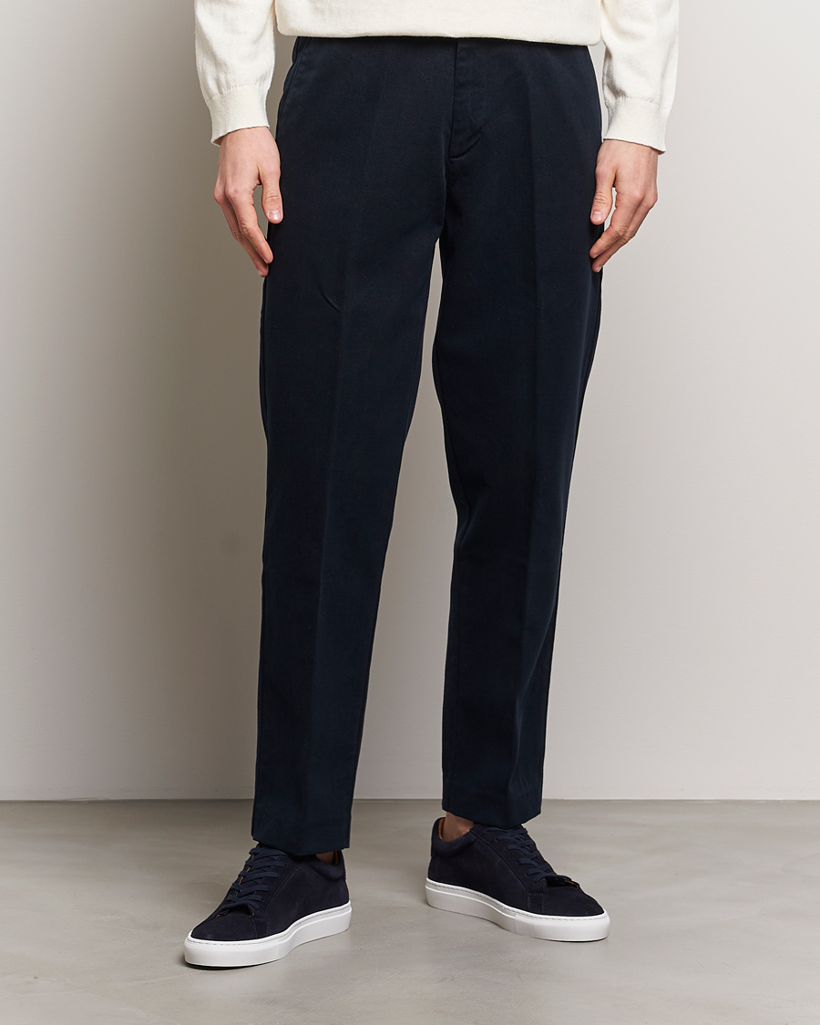 Men | Trousers | A Day\'s March | Miller Cotton/Lyocell Trousers Navy