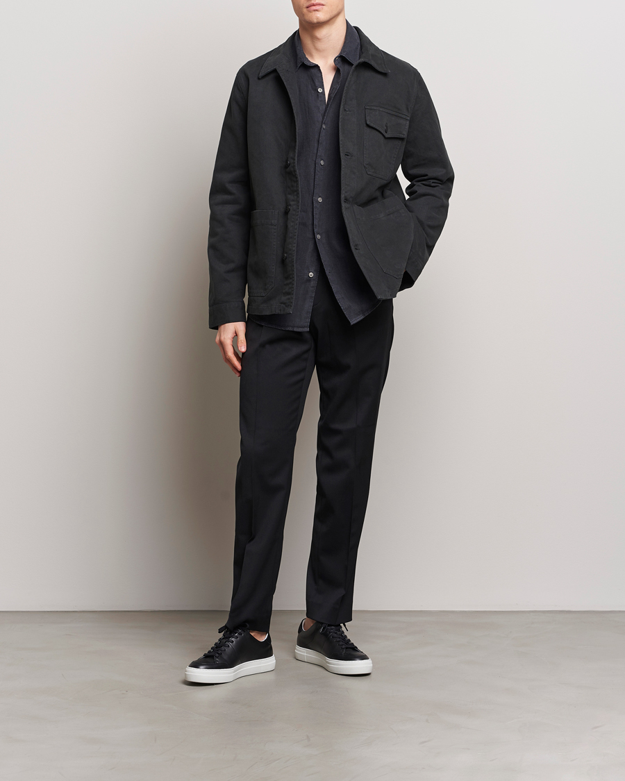 Herren | Hemden | A Day's March | Patch Pocket Sturdy Twill Overshirt Off Black