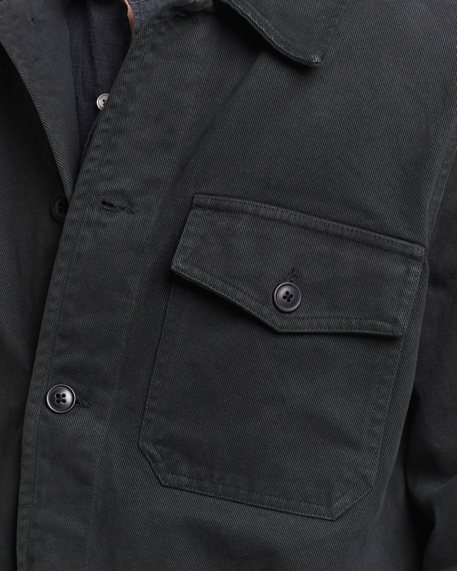 Herren | Hemden | A Day's March | Patch Pocket Sturdy Twill Overshirt Off Black