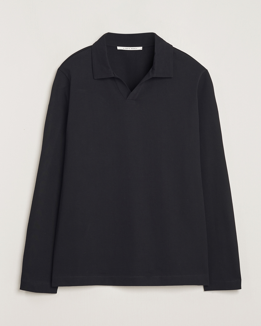Herren | Pullover | A Day's March | Branford Long Sleeve Polo Black