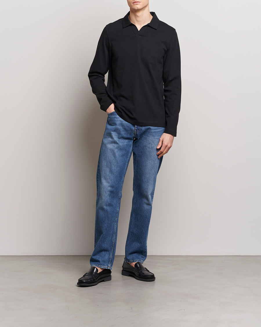 Herren | Pullover | A Day's March | Branford Long Sleeve Polo Black
