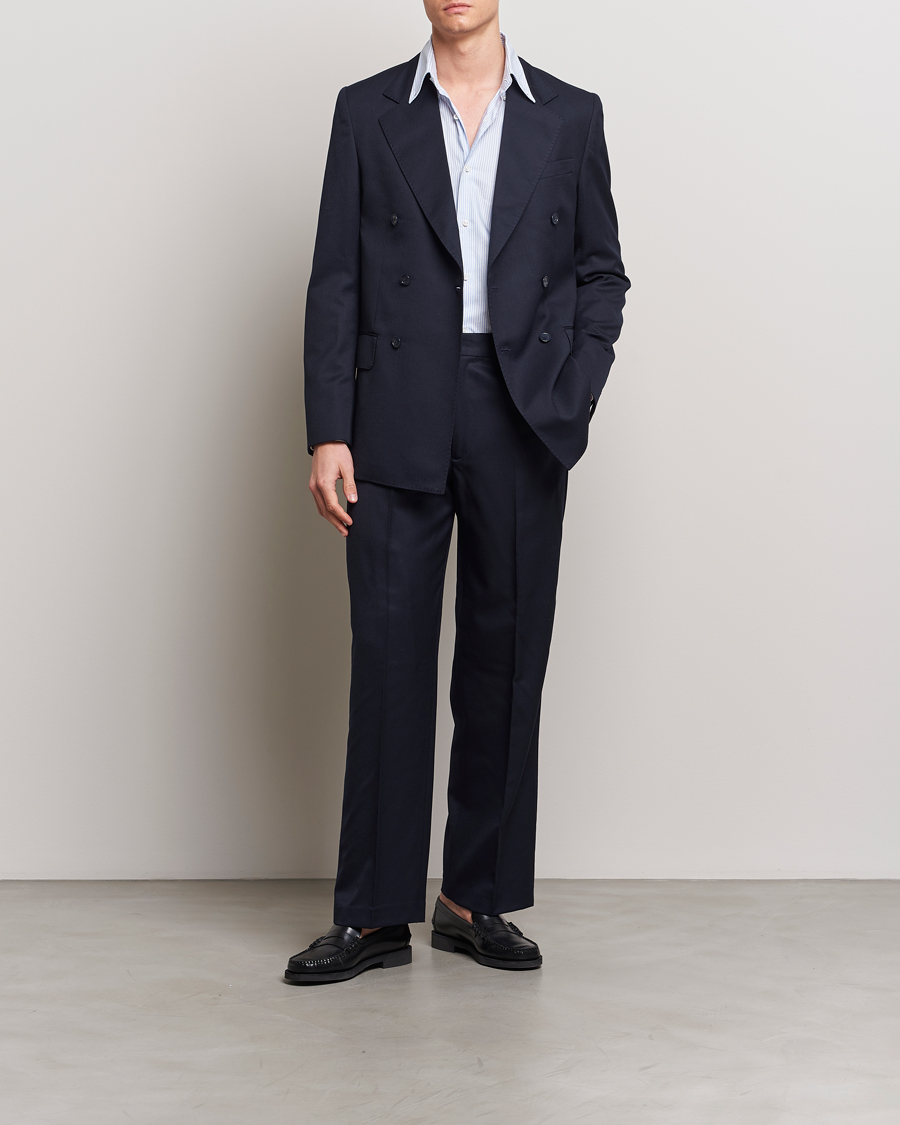 Herren | Hosen | A Day's March | Edward Relaxed Wool Trousers Navy