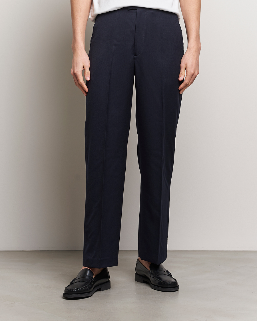 Herr | A Day's March | A Day\'s March | Edward Relaxed Wool Trousers Navy