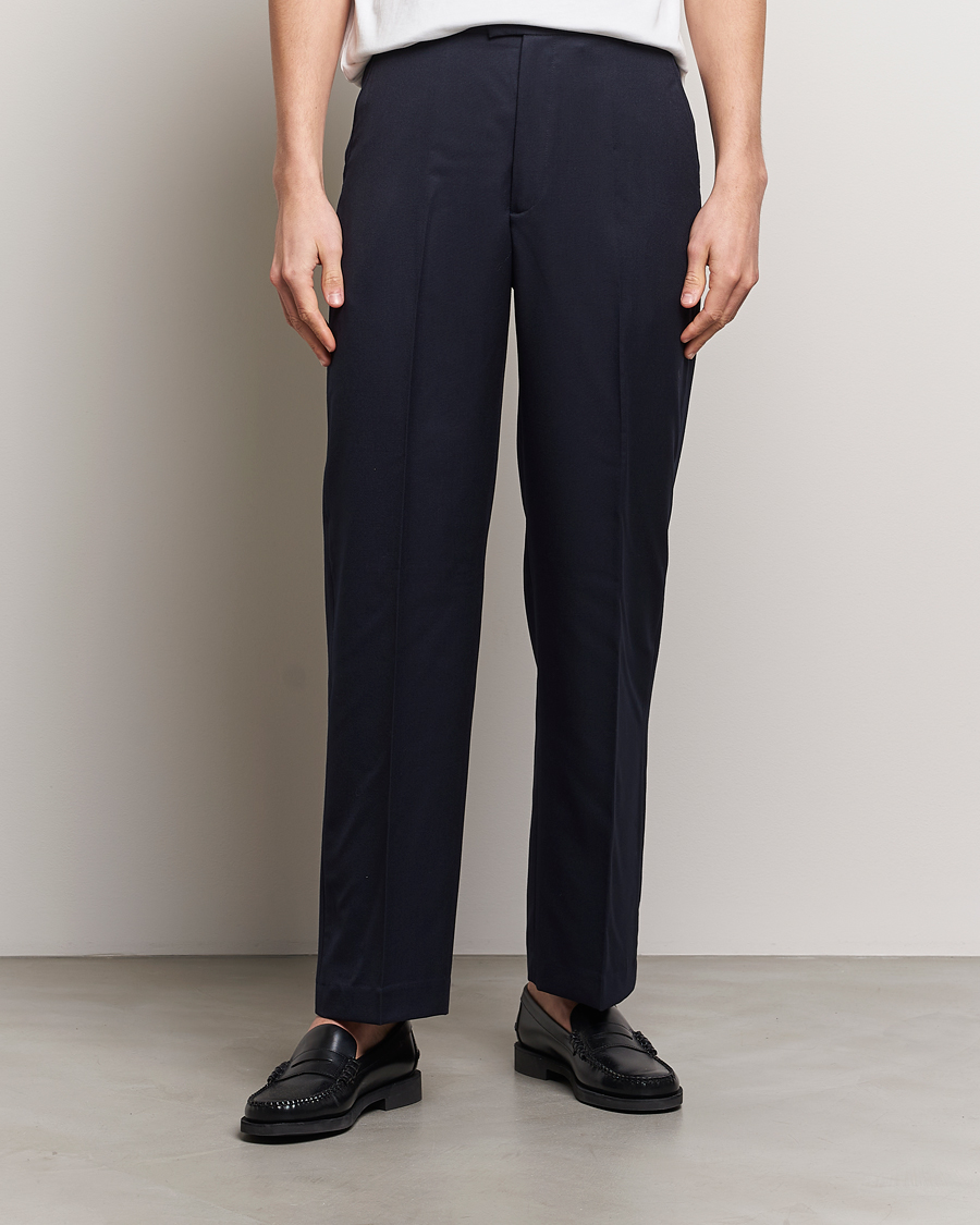 Herren | Hosen | A Day's March | Edward Relaxed Wool Trousers Navy