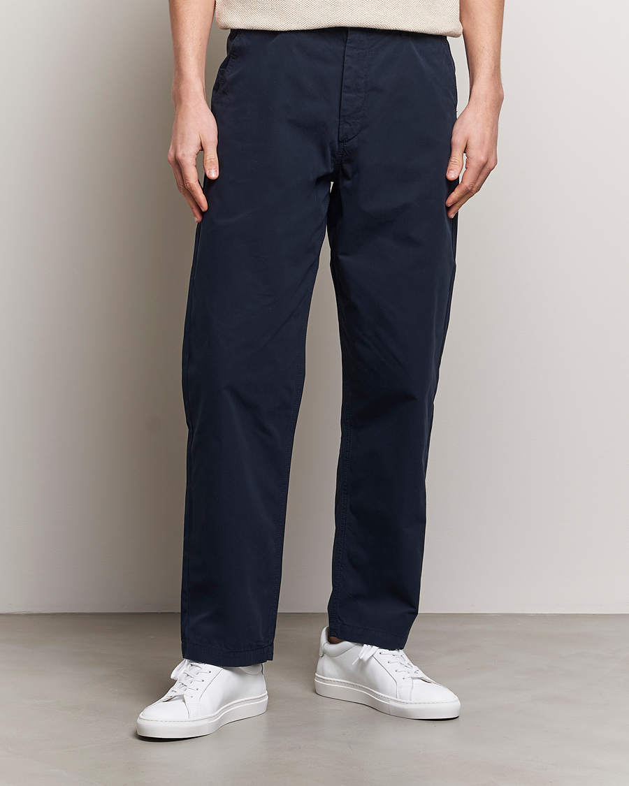 Men | Trousers | A Day\'s March | Redwood Light Cotton Trousers Navy