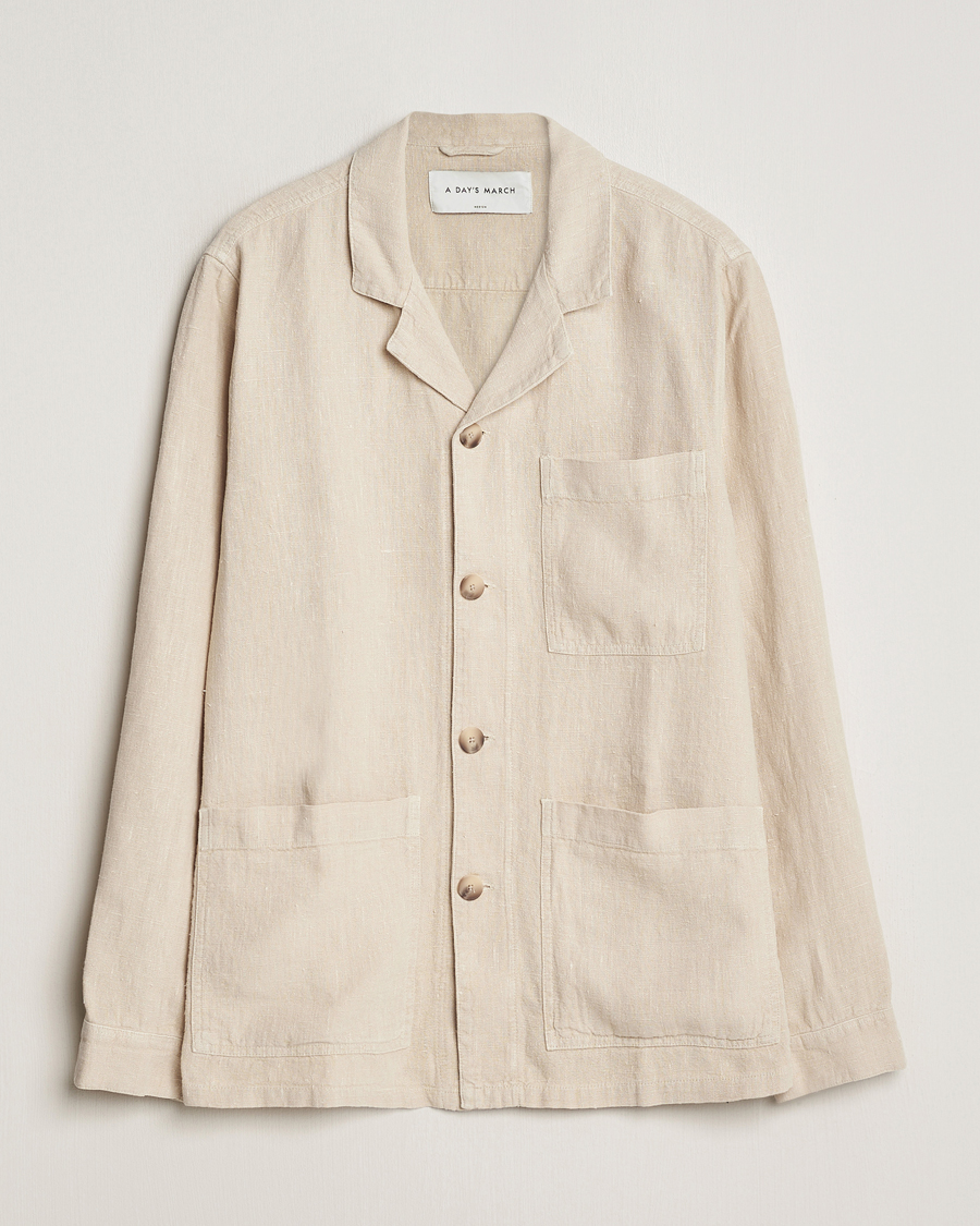 Herren | Jacken | A Day's March | Banagher Linen Overshirt Oyster