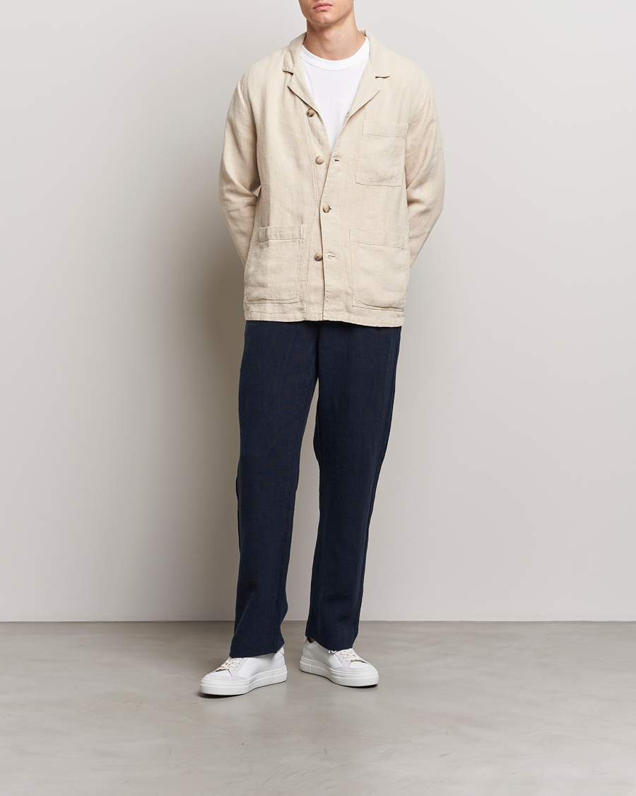 Herren | Jacken | A Day's March | Banagher Linen Overshirt Oyster