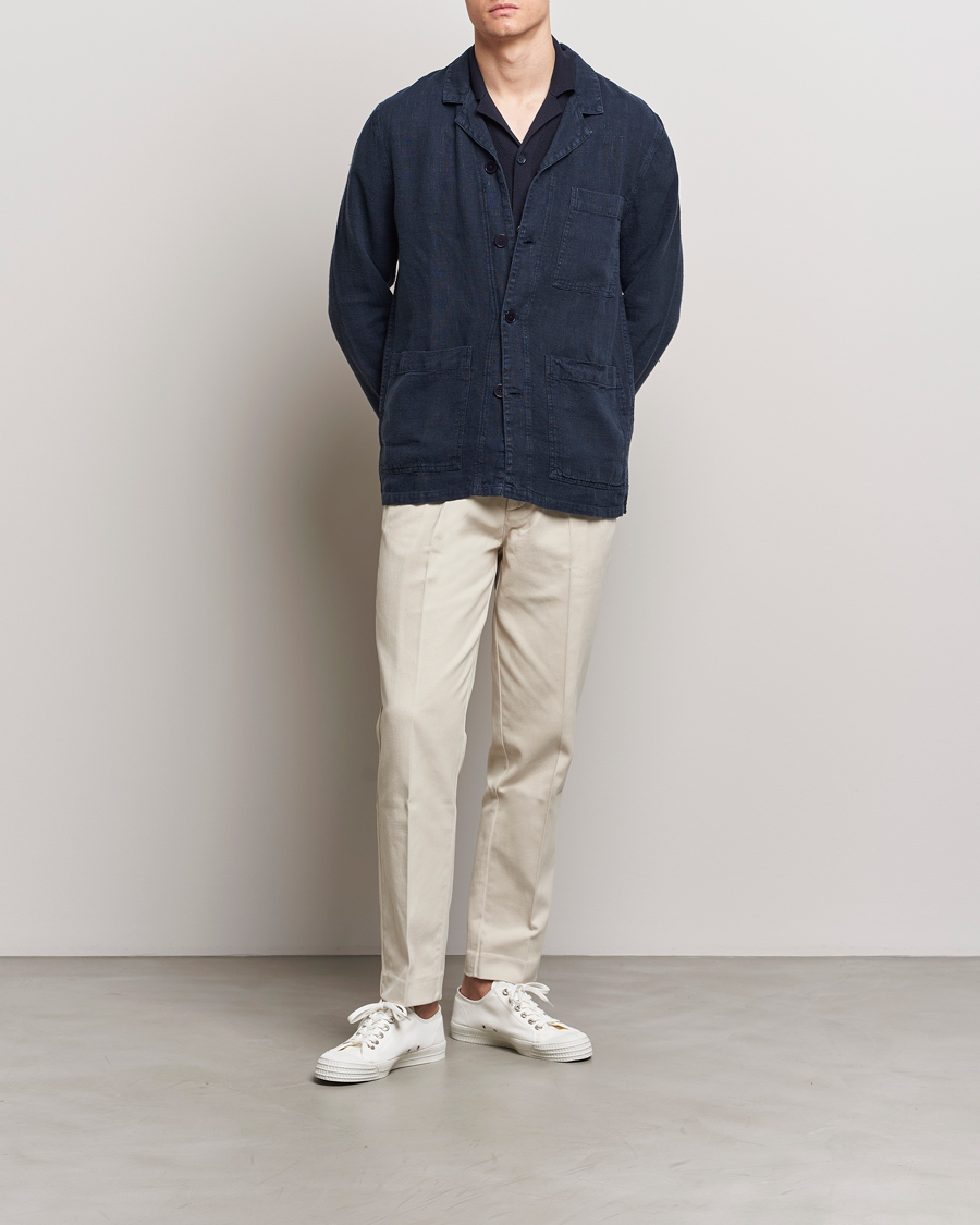 Herren | Jacken | A Day's March | Banagher Linen Overshirt Navy