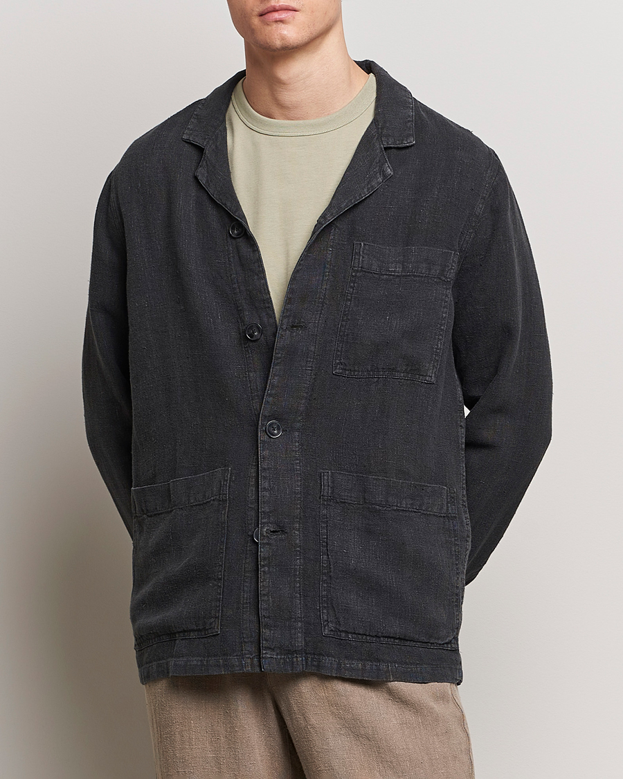 Men | A Day's March | A Day\'s March | Bangher Linen Overshirt Black