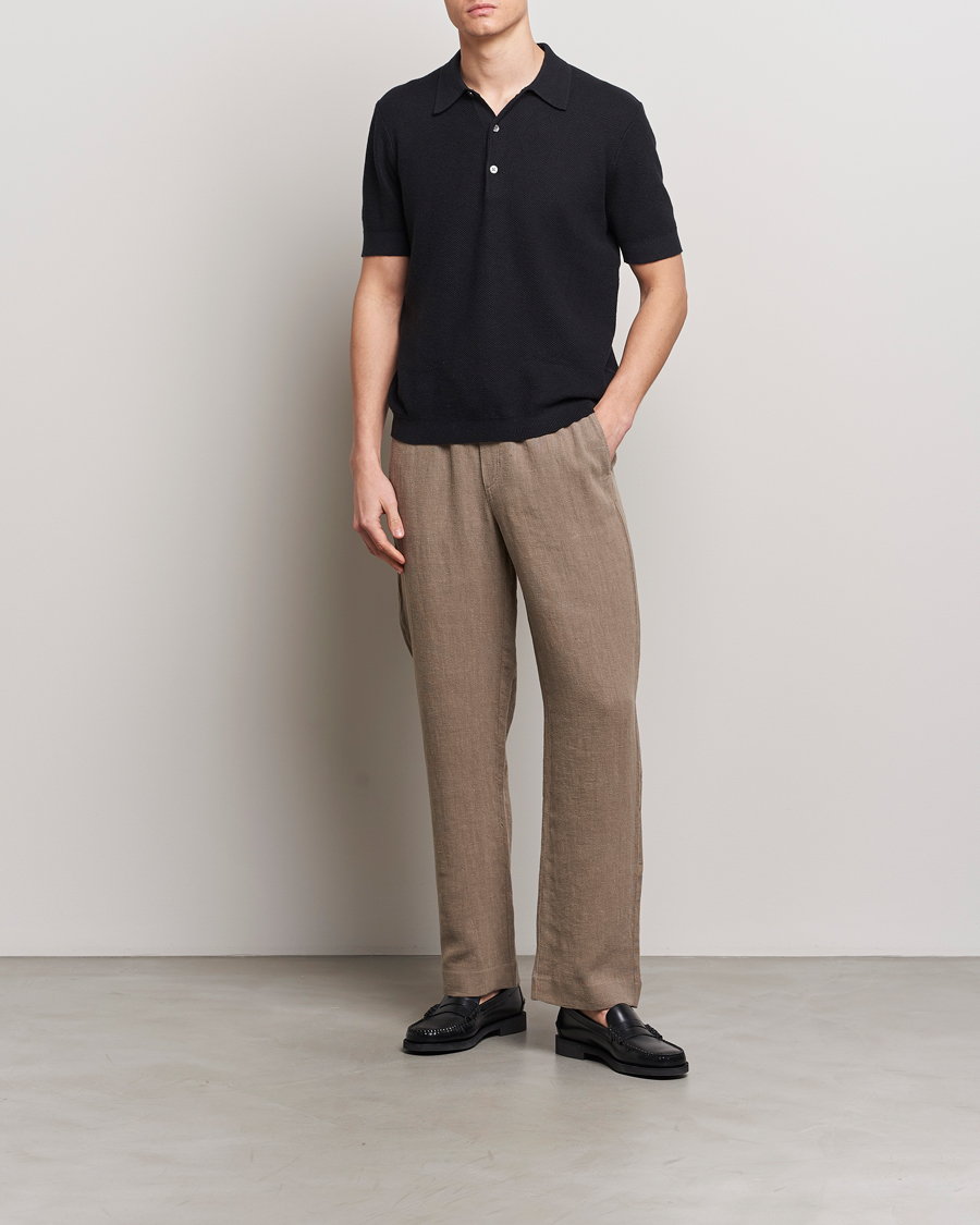 Herren | Poloshirts | A Day's March | Rosehall Popcorn Stitch Polo Black