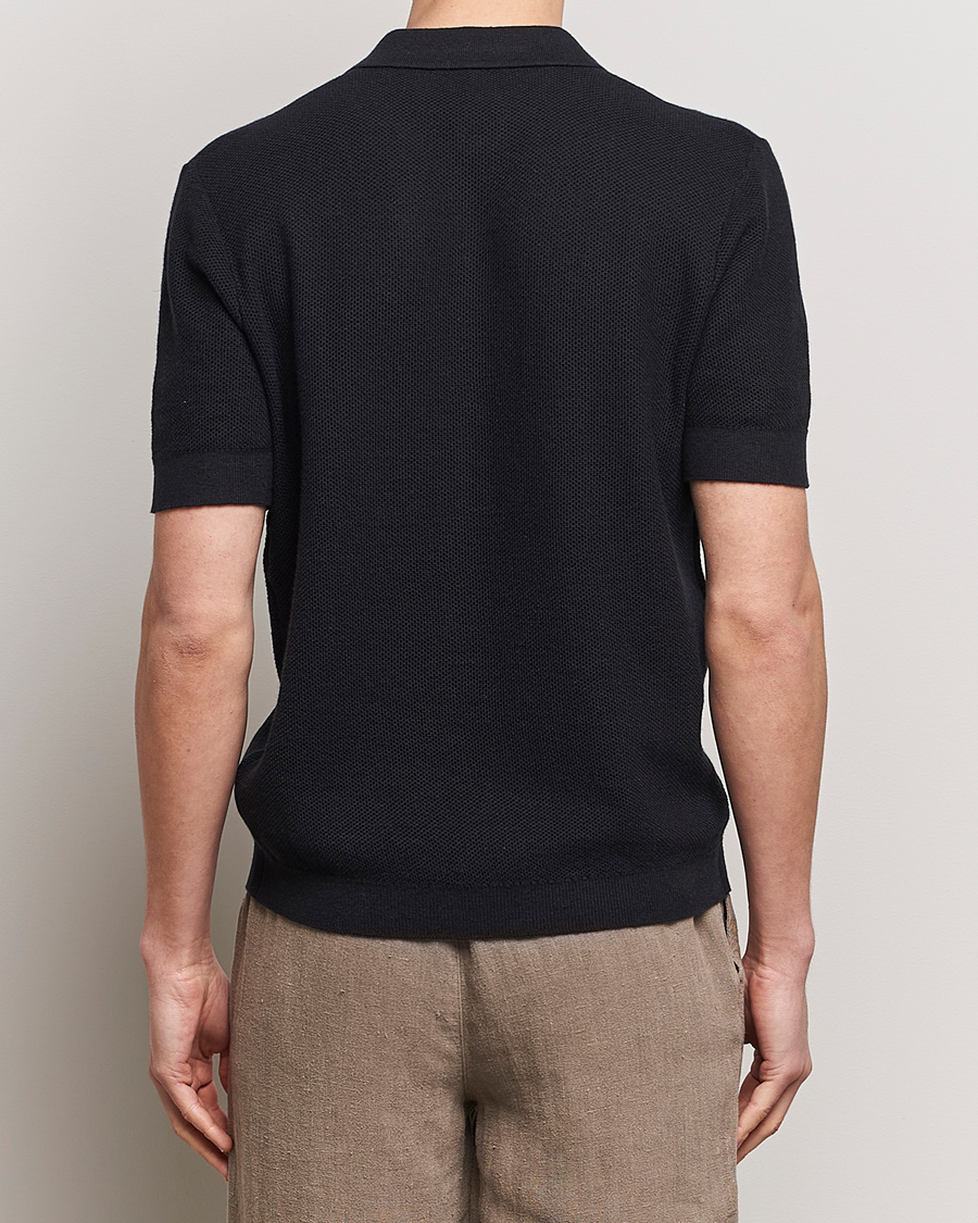 Herren | Poloshirts | A Day's March | Rosehall Popcorn Stitch Polo Black