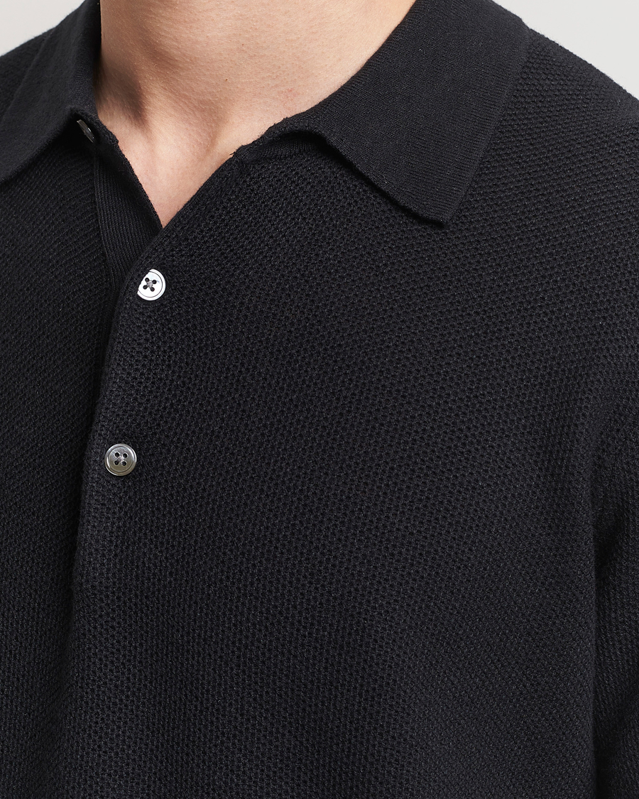 Herren | Poloshirts | A Day's March | Rosehall Popcorn Stitch Polo Black