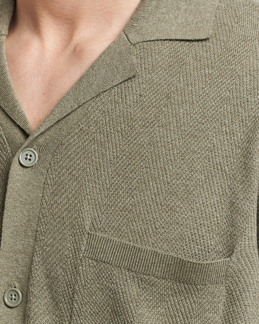 Herren | Hemden | A Day's March | Yamu Knitted Herringbone Shirt Olive