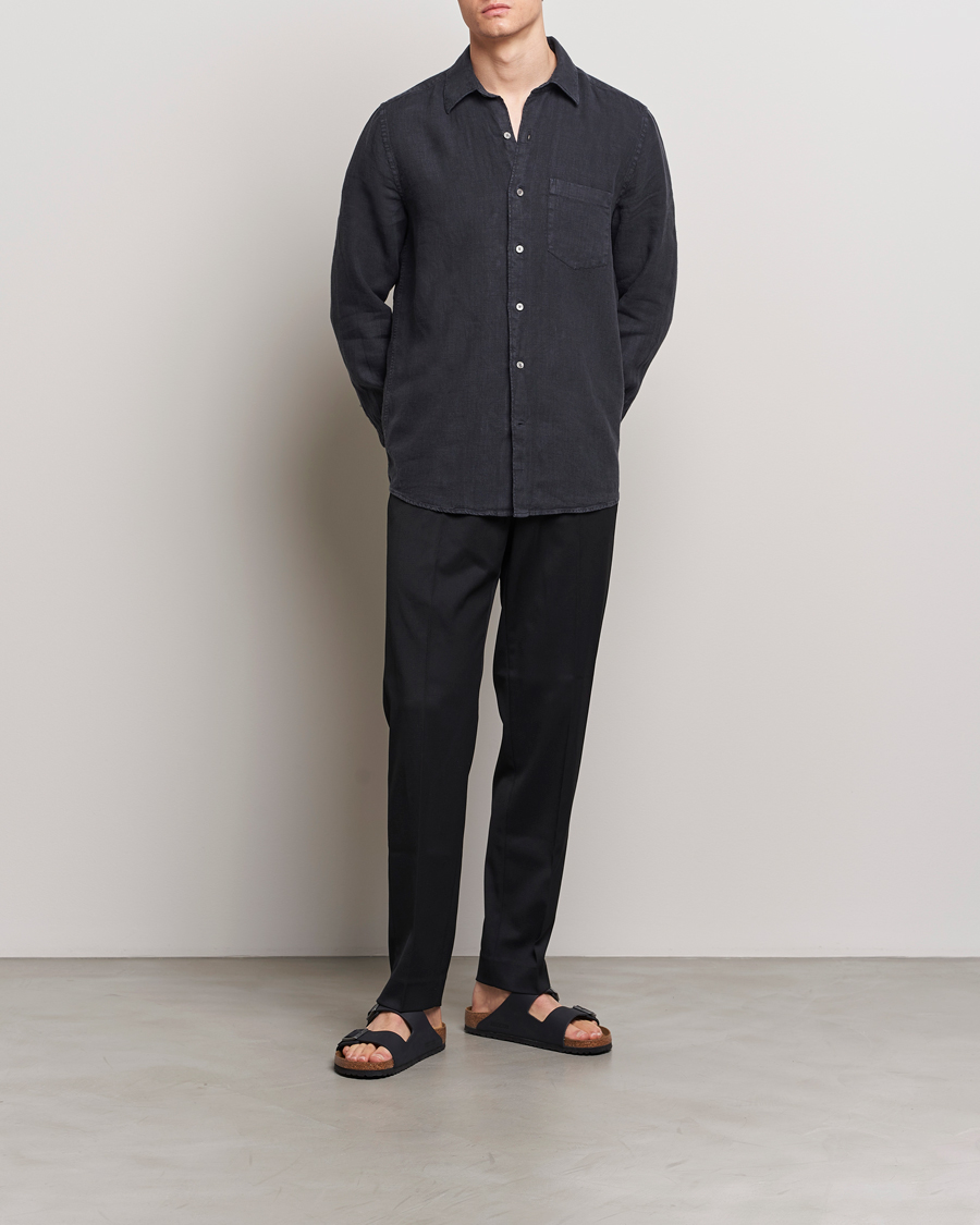 Herren | Hemden | A Day's March | Abu Linen Shirt Off Black