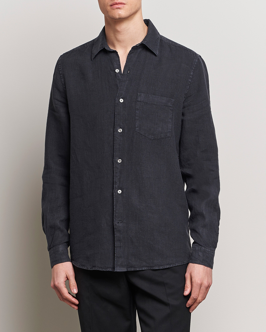 Herren | Hemden | A Day's March | Abu Linen Shirt Off Black