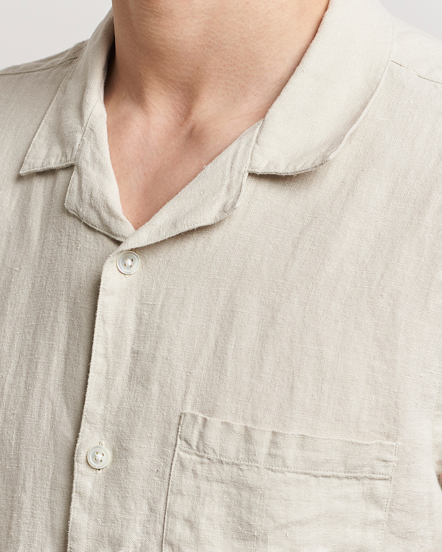 Herren | Hemden | A Day's March | Yamu Linen Short Sleeve Shirt Sand