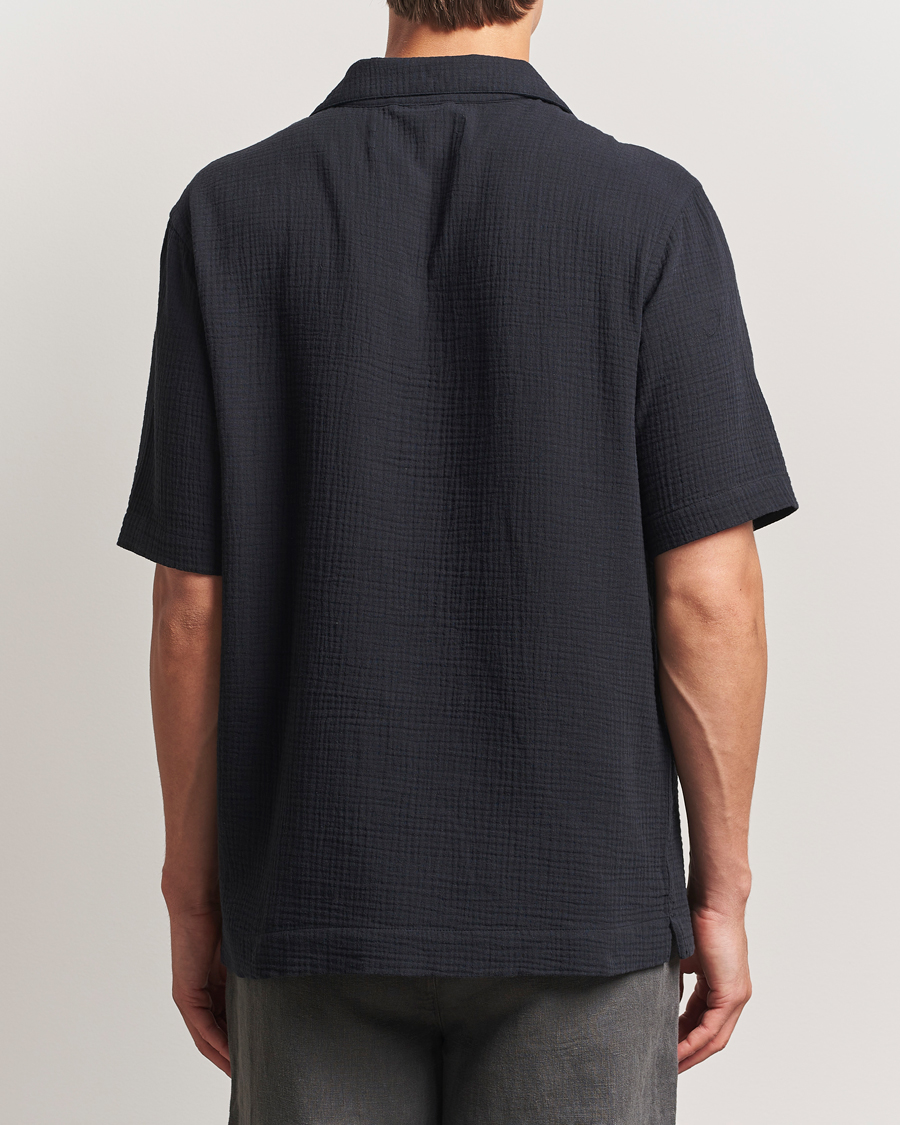 Herren | Hemden | A Day's March | Clapton Structured Cotton Shirt Off Black