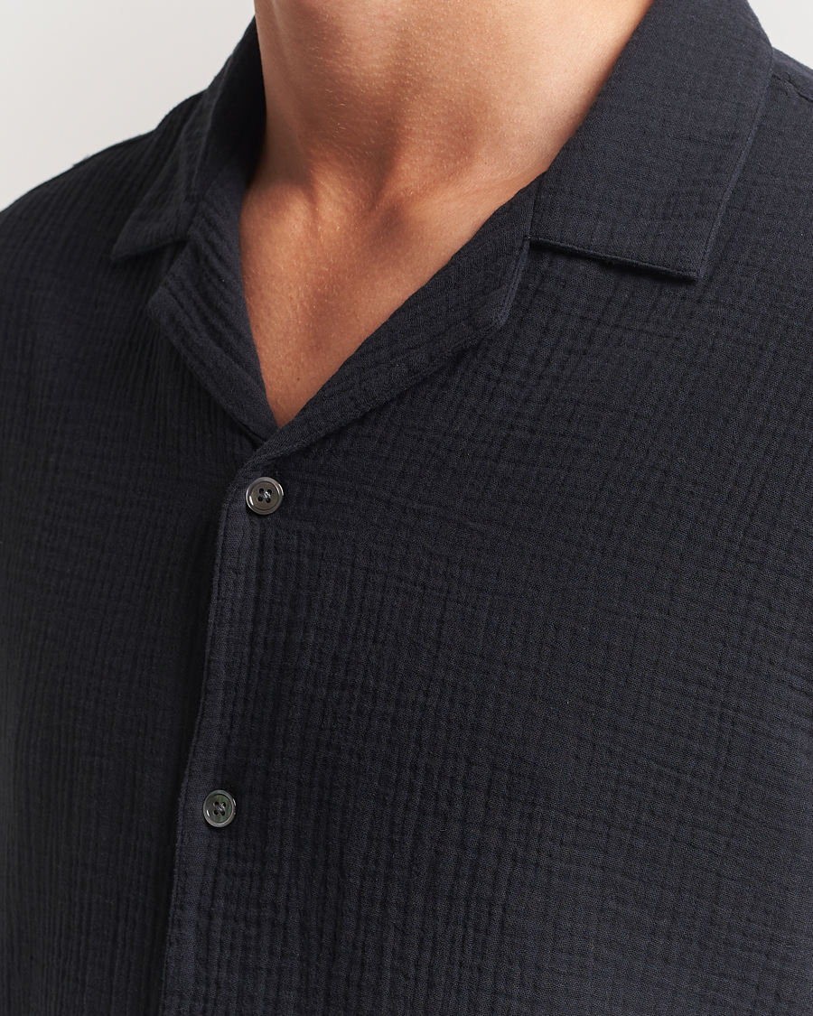 Herren | Hemden | A Day's March | Clapton Structured Cotton Shirt Off Black
