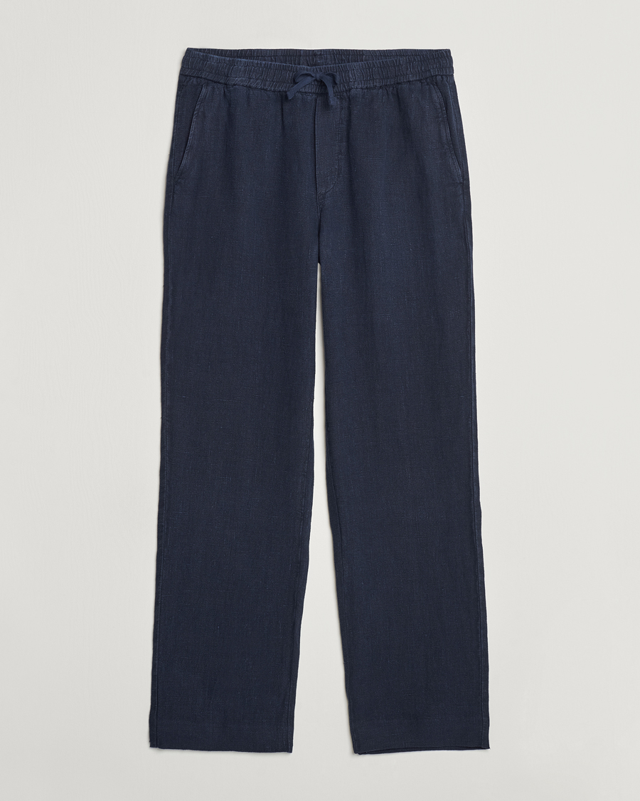 Herren | Hosen | A Day's March | Tamiat Drawstring Linen Trousers Navy