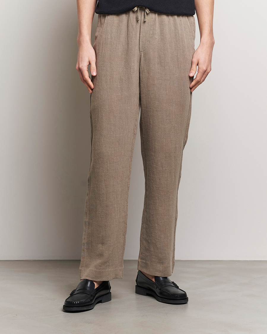 Men | Business & Beyond | A Day\'s March | Tamiat Drawstring Linen Trousers Clay