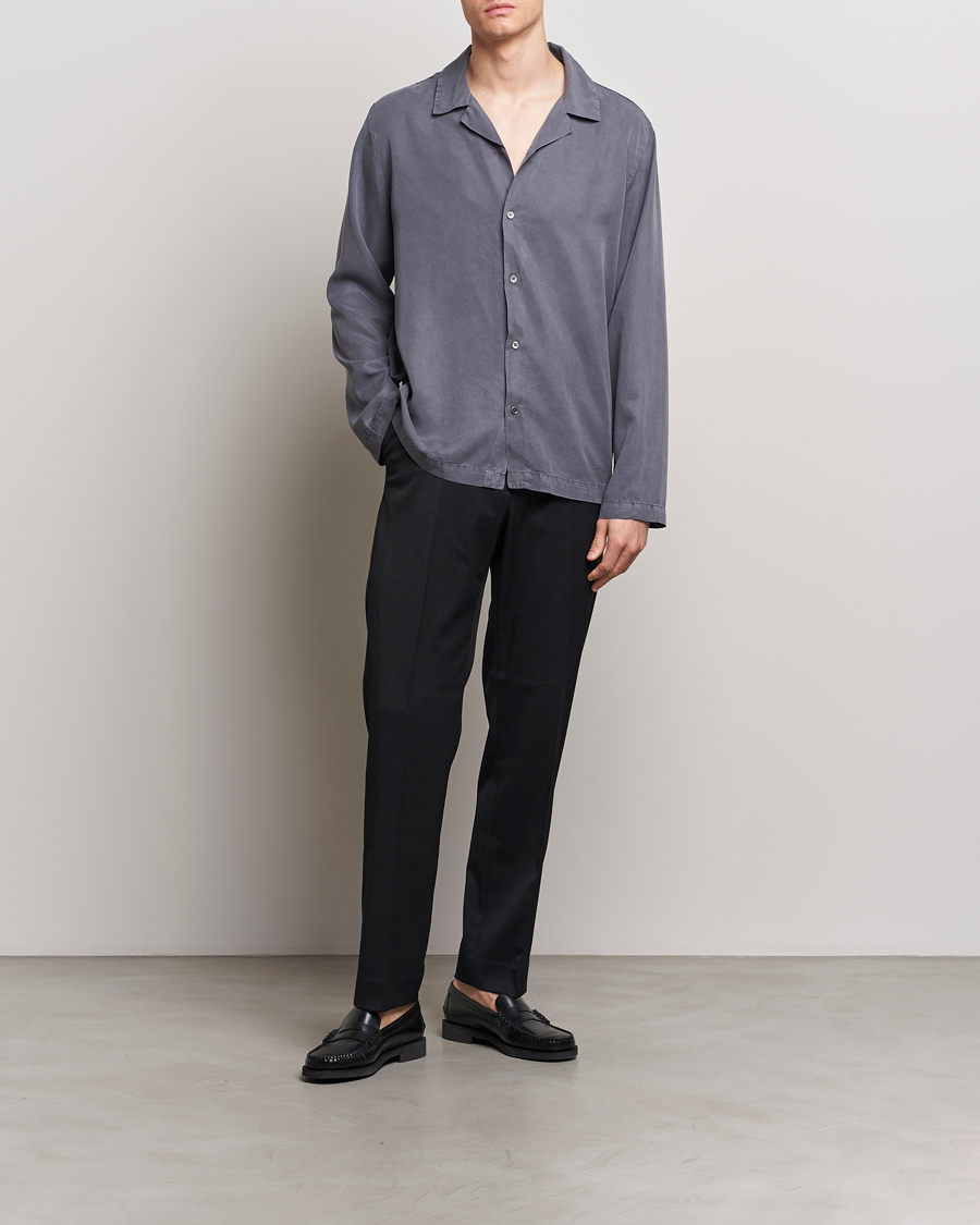 Herren | Hemden | A Day's March | Chase Camp Collar Lyocell Shirt Dark Grey