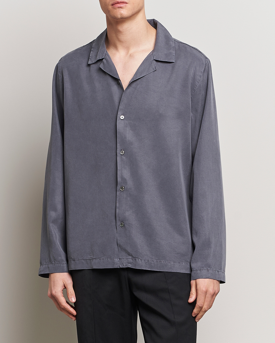 Men | A Day's March | A Day\'s March | Chase Camp Collar Lyocell Shirt Dark Grey