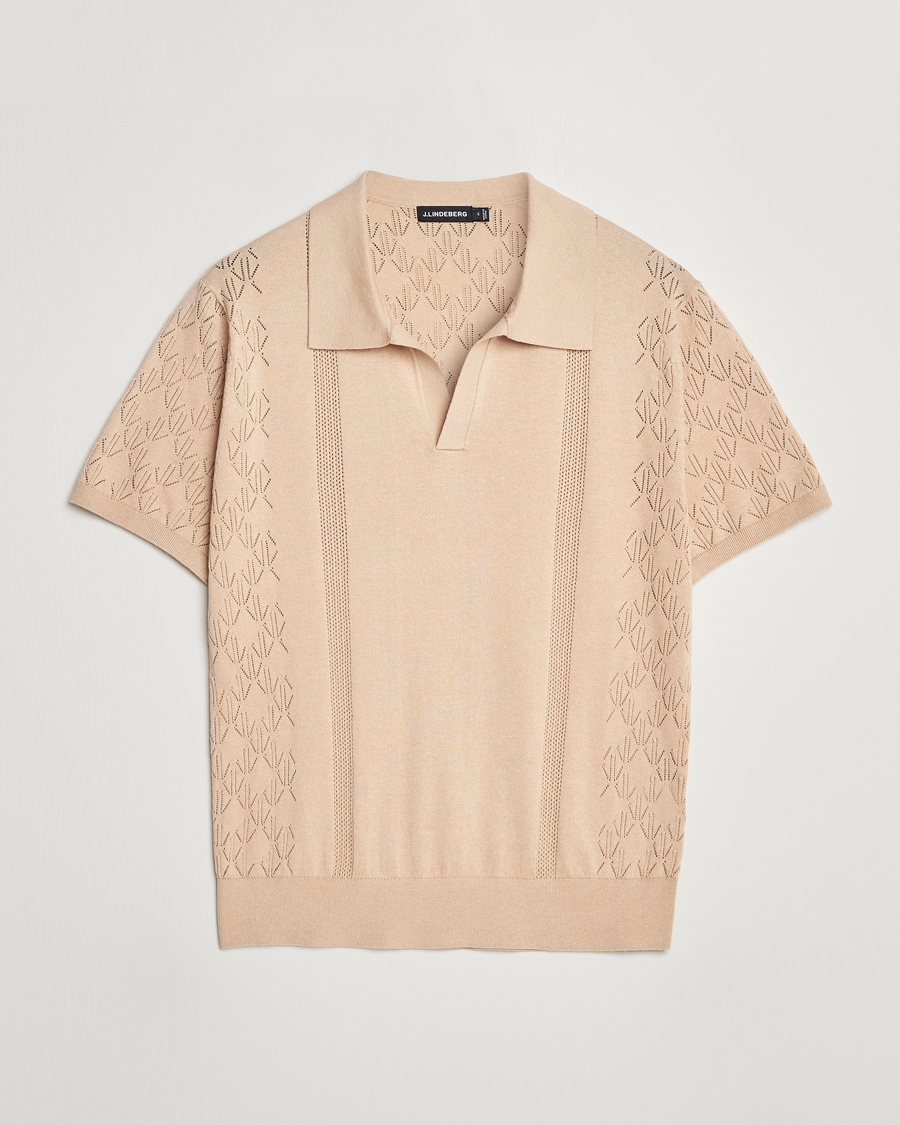 Herren | Poloshirts | J.Lindeberg | Ringo Open Collar Safari Beige