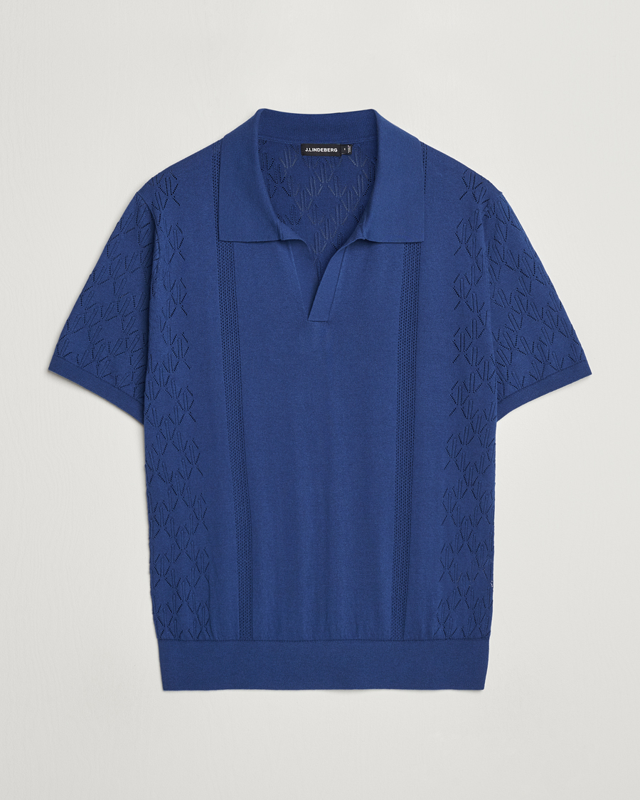 Herren | Poloshirts | J.Lindeberg | Ringo Open Collar Estate Blue