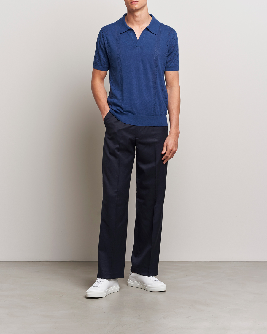 Herren | Poloshirts | J.Lindeberg | Ringo Open Collar Estate Blue
